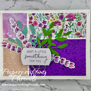 Greeting card with lavender theme and Just A Little Something For You sentiment