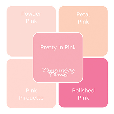 Pretty in Pink color compared to Powder Pink, Petal Pink, Polished Pin, and Pink Pirouette..