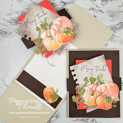 Vertical Gatefold Card with Beautiful Pumpkins