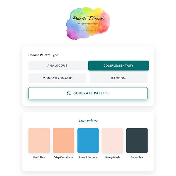 Palette Threads result for Complementary color scheme featuring Crisp Cantaloupe.